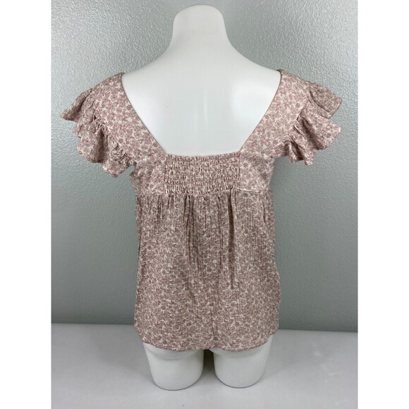 Entro Women Large Suzie Top Ruffle Sleeve Square Neck Floral Pattern NWT - Picture 5 of 9